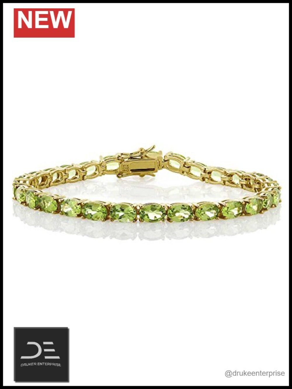Green Peridot Tennis Bracelet 925 Sterling Silver Oval Cut Gemstone 7 inch Women